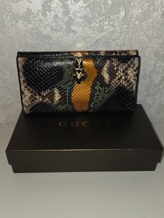 Gucci Handbags - Gucci Multicolor Python Continental Wallet with Gold Snake Head With COA